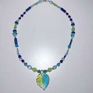 Handmade Glass Leaf Necklace
